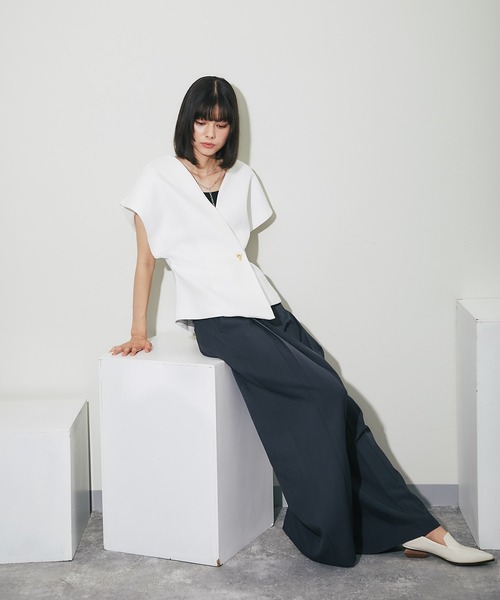 「SMILE ORCHID」 ノーカラージャケット M ブラック レディース_画像2