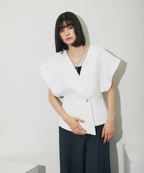 「SMILE ORCHID」 ノーカラージャケット M ブラック レディース_画像5