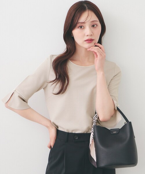 MISTREASS フレアスリーブ 半袖トップス（IVR） index（インデックス） uvカット tシャツ 「接触冷感／UVケア」フレア