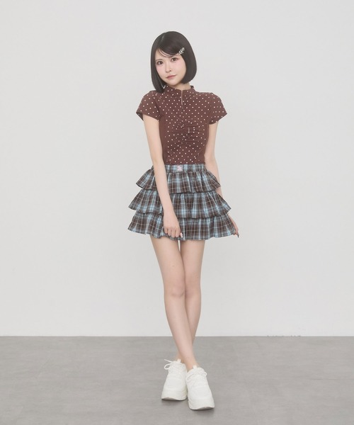 rumnel： tシャツ 半袖 星柄フロントジップトップス / Star Print