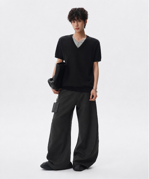 NEOS（KOKUYO） tシャツ 「neos」フェイクレイヤード Vネック ヘンリー