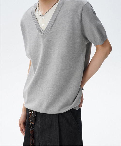 NEOS（KOKUYO） tシャツ 「neos」フェイクレイヤード Vネック ヘンリー