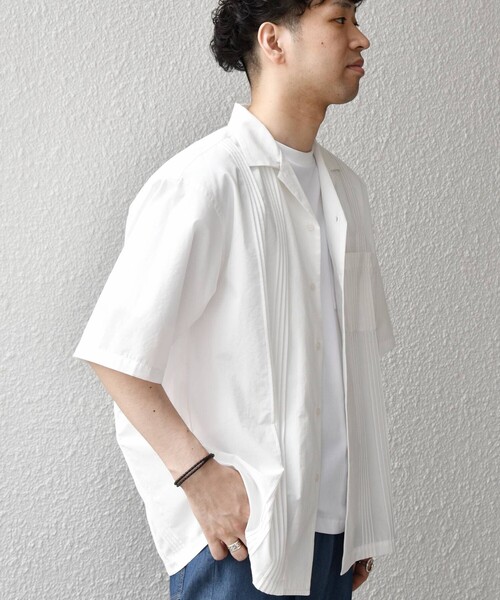 hem vent ＣＰＯシャツ オーバーシャツ SHIPS any シャツ any:「洗濯機可能」キューバ オープン カラー