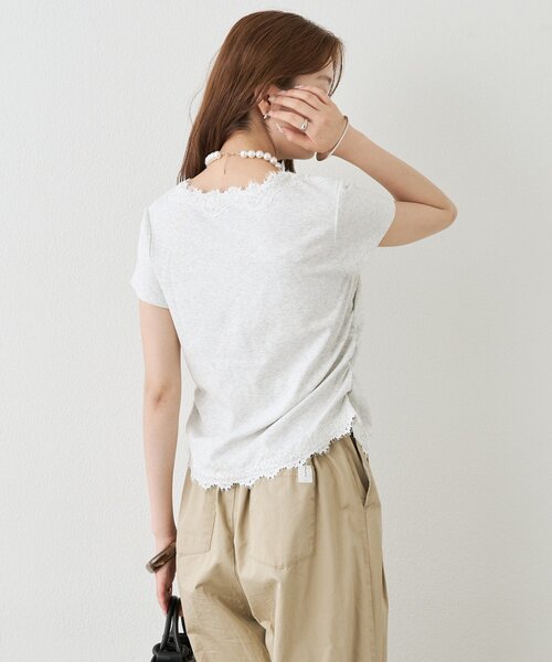 mystic（ミスティック） tシャツ 半袖 VレースフレンチT レディース