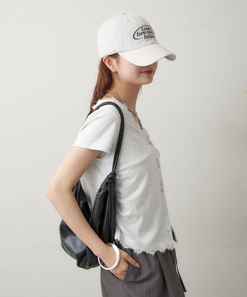 Invel クレンジング製品 シルバー袋 レディース 半袖Tシャツ サイズM mystic（ミスティック） tシャツ 半袖 VレースフレンチT レディース