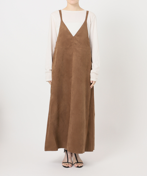 オーラリー ワンピース ジャンスカ　F 黒 レザー　ロング　上品 美シルエット B.C STOCK（ベーセーストック） ワンピース フェイクレザー2WAY