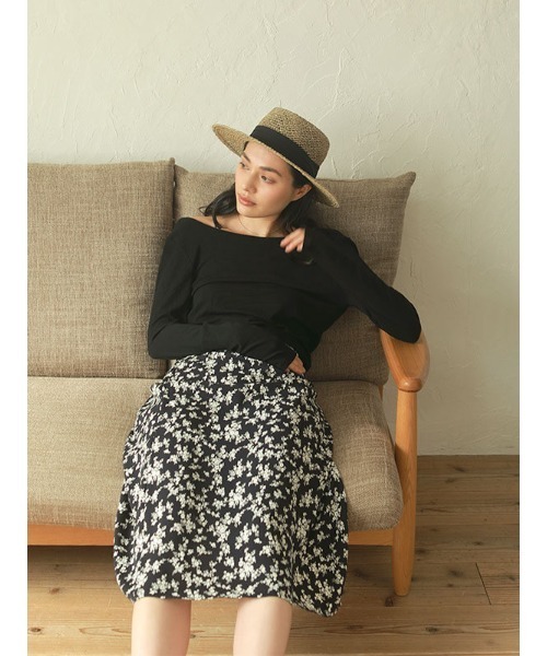 アシームACYM Monotone flower long スカート