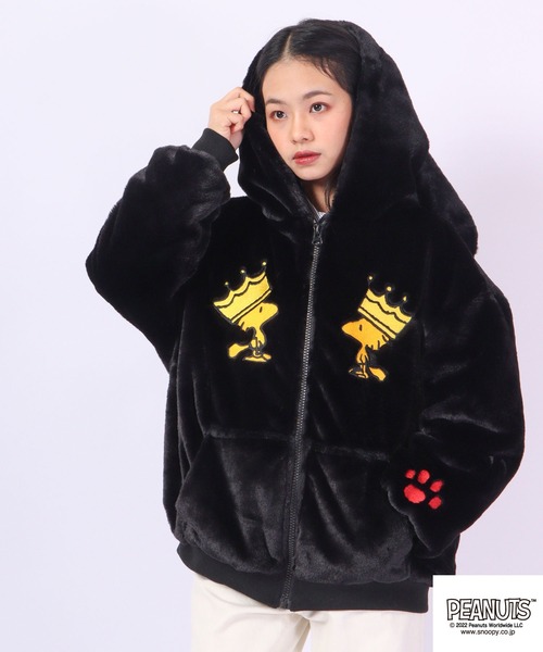 PEANUTS パーカー SNOOPYフェイクファーパーカー メンズ レディース