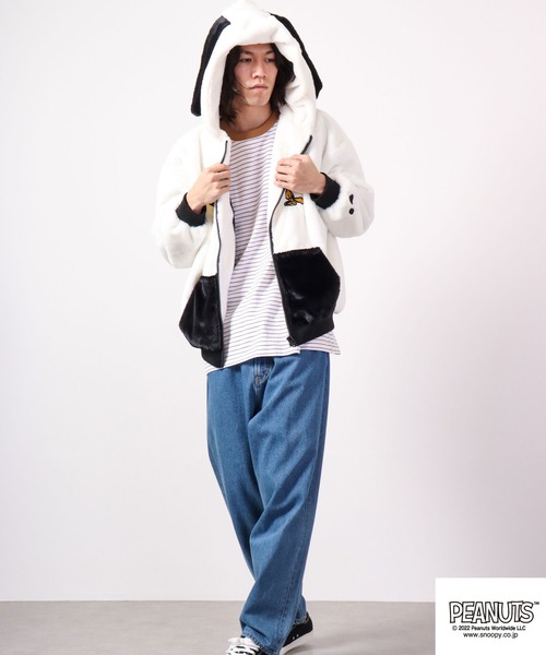 PEANUTS パーカー SNOOPYフェイクファーパーカー メンズ レディース