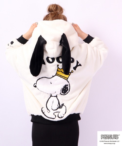 PEANUTS パーカー SNOOPYフェイクファーパーカー メンズ レディース