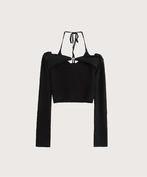 ニット セーター 2ピースホルターネックニットセットアップトップス/Halter Knit Vest Set-Up「LA POMME jours/ラポ