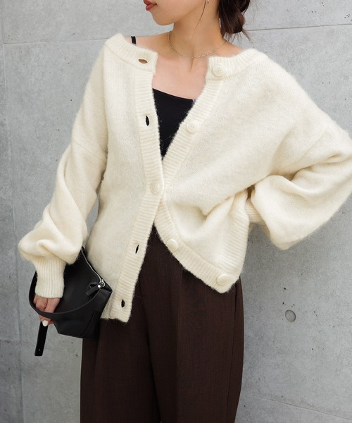 andme（アンドミー） ニット セーター モヘアライク2way長袖ニット