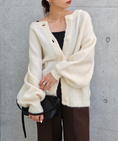 andme（アンドミー） ニット セーター モヘアライク2way長袖ニット