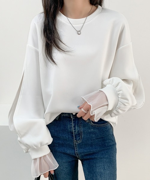 新品タグ付き エンフォルド ダンボールスウェット シャツレイヤード 38 2022 / 未使用 / ENFOLD / ダンボール スウェットレイヤーPULLOVER /