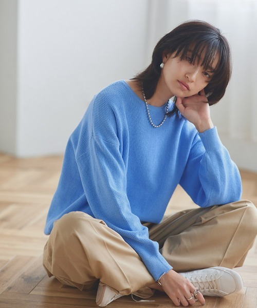 ニット セーター 「RASW」綿100%クルーネックニット レディース