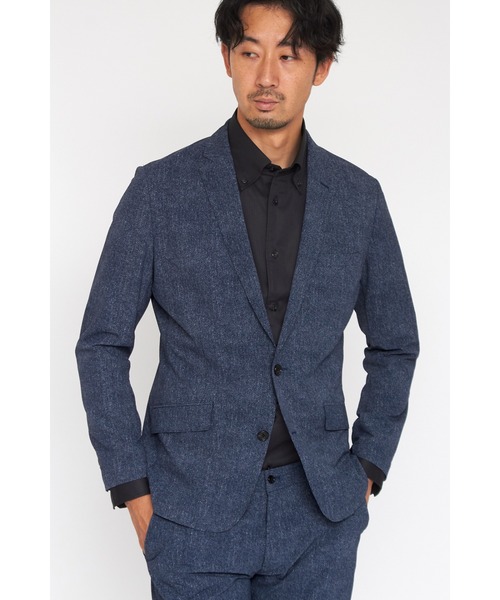 セレモニースーツ カジュアルスーツ HIGH STREET∴COOLMAXデニムプリントサッカージャケット メンズの画像