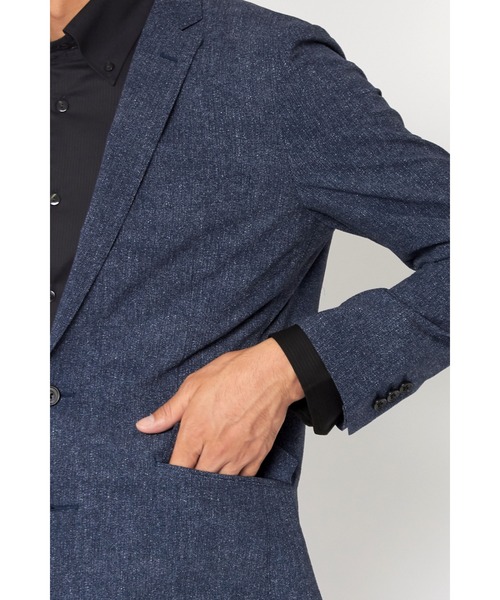 セレモニースーツ カジュアルスーツ HIGH STREET∴COOLMAXデニムプリントサッカージャケット メンズの画像