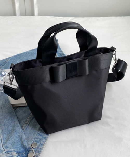 LA VORAGINE（ラ ヴォラジネ） トートバッグ 2wayリボン付き 3WAY 配色