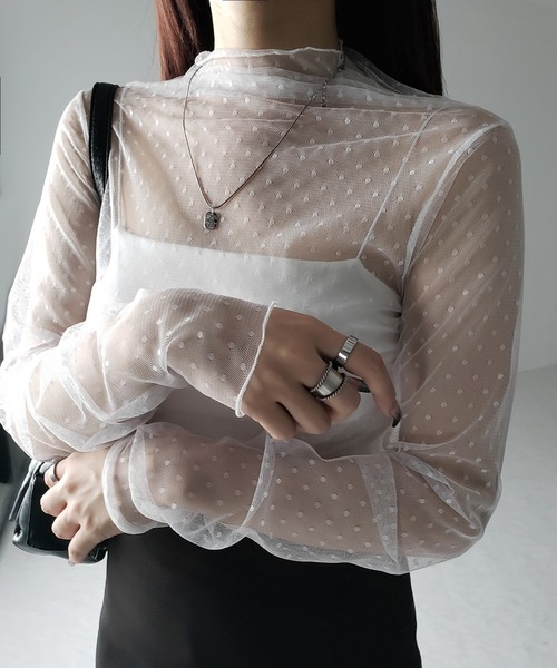 paint sheer high neck tops レディース paint sheer high neck tops/4color | KNUTH MARF