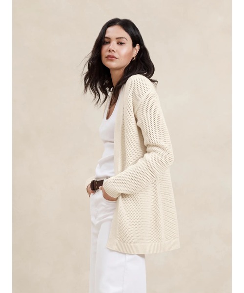 BANANA REPUBLIC 長袖ニットカーディガン XS アイボリー