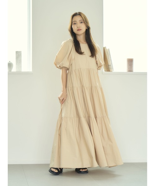 Stylevoice for xxx パフスリーブティアードワンピース Stylevoice for xxx ワンピース 「yuiさんコラボ」パフスリーブ