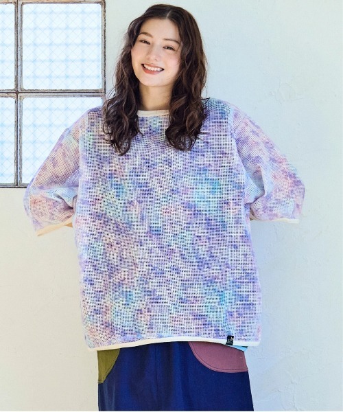 go slow caravan tシャツ メッシュタイダイ染プリントS/STEE
