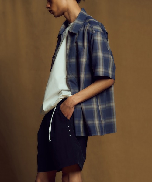 【NEW】フューズ（FUSE）/オンブレーチェックジップハーフスリーブシャツ FUSE（フューズ） シャツ オンブレーチェックジップハーフスリーブ