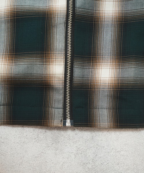 FUSE（フューズ） シャツ オンブレーチェックジップハーフスリーブ