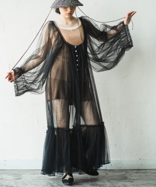 ワンピース SHKA「シッカ」ヴィンテージネグリジェ風ドレス_11