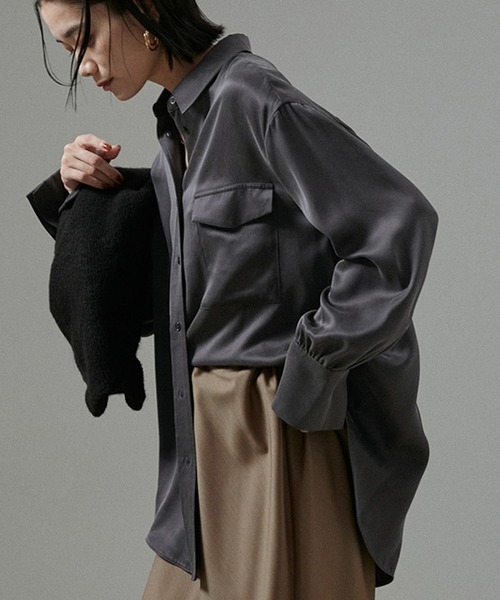 ブラウス シャツ 「24AW」GENTLE SILK シャツブラウス「セットアップ対応」 レディース SALON adam et rope' ブラウス シャツ 「24AW」GENTLE SILK