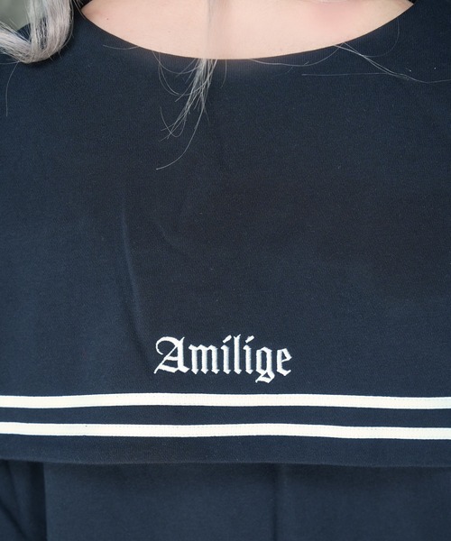 Amilige トレーナー スウェット Amilige発泡プリントセーラー