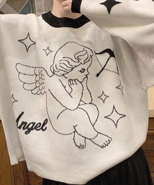 Achic ニット セーター 天使柄＆羽根翼 レディース : ZOZOTOWN