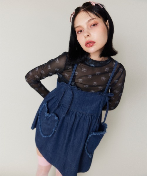Candy Stripper RIBBON SEE THROUGH トップス レディース