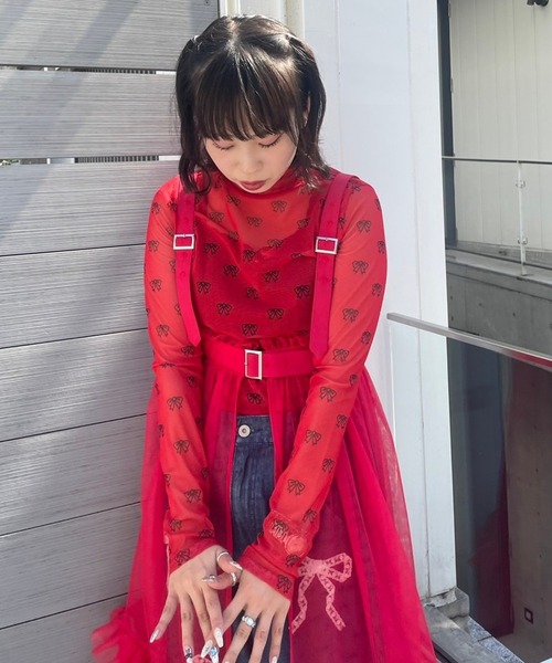 Candy Stripper RIBBON SEE THROUGH トップス レディース