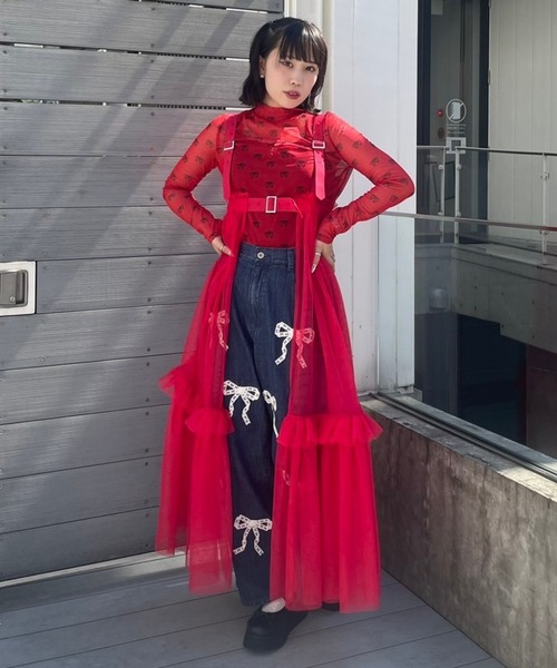 Ribbon バンドゥ トップス レディース RIBBON SEE THROUGH TOPS | Candy Stripper（キャンディ