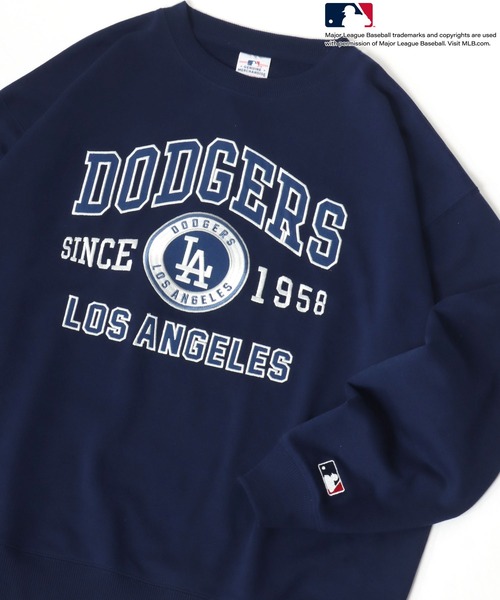 【新品】MLB ドジャース　 トレーナー　スウェット　もこもこロゴ　M MLB トレーナー 裏毛 メンズ 長袖 エムエルビー 大きめ ワッペン