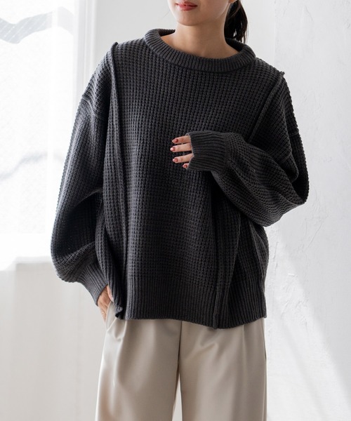 HERG1 【NEW】ワッフルウィンドプルーフセーター・ウィメンズ 新品 VitaFelice（ヴィータフェリーチェ） ニット セーター ワッフル編み