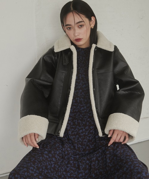 hunch（ハンチ） ブルゾン アウター フェイクレザー×ボア ブルゾン