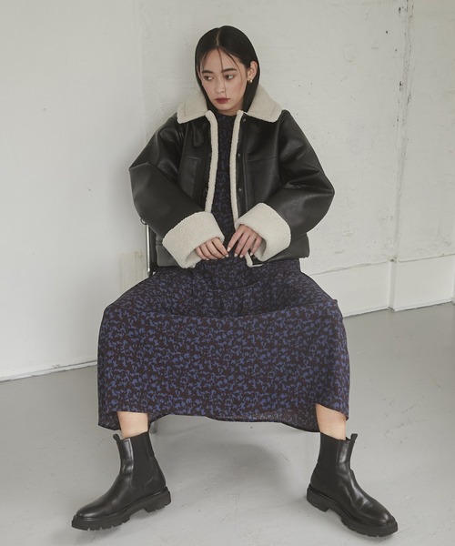 hunch（ハンチ） ブルゾン アウター フェイクレザー×ボア ブルゾン