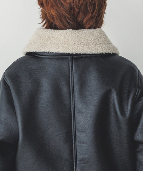 hunch（ハンチ） ブルゾン アウター フェイクレザー×ボア ブルゾン