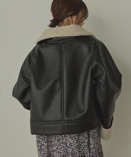 hunch（ハンチ） ブルゾン アウター フェイクレザー×ボア ブルゾン