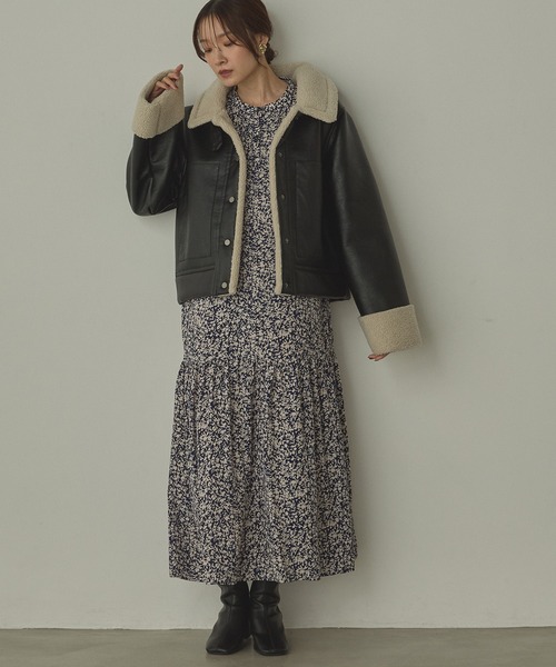 hunch（ハンチ） ブルゾン アウター フェイクレザー×ボア ブルゾン