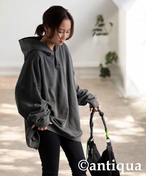 antiqua（アンティカ） パーカー ピグメント裏毛フーディー レディース