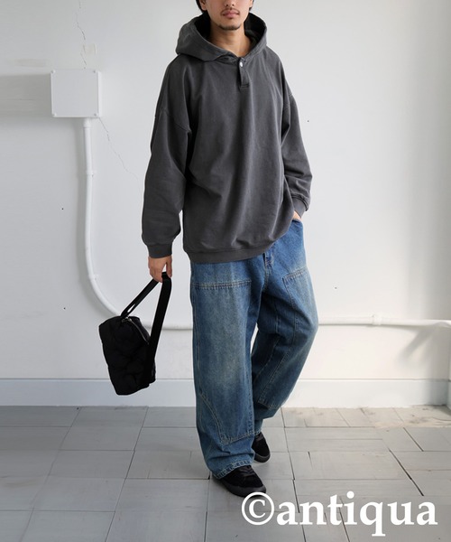 antiqua（アンティカ） パーカー ピグメント裏毛フーディー レディース