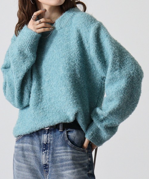 セーター ニット Loop yarn dull color mock neck knit / ループヤーン くすみカラー モックネックニット unis | FUNALIVE | 06