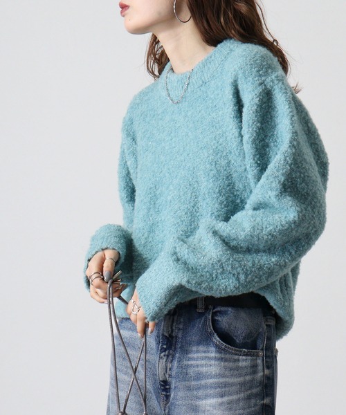 セーター ニット Loop yarn dull color mock neck knit / ループヤーン くすみカラー モックネックニット unis | FUNALIVE | 05