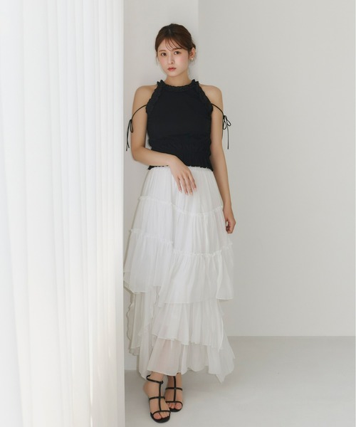 Olu. ランダムギャザー スカート ホワイト Olu. スカート ランダムギャザースカート : ZOZOTOWN Yahoo!店