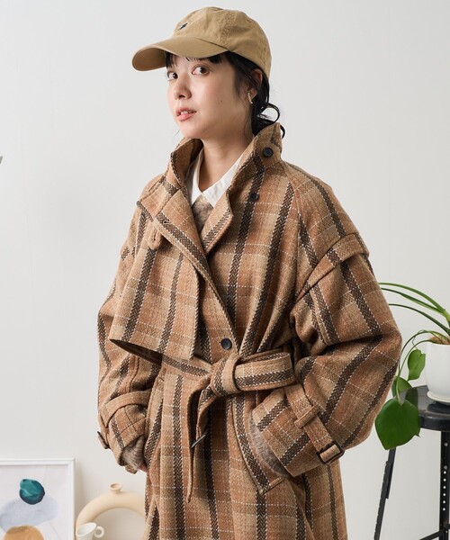 FREAK'S STORE コート アウター ウーリー スタンド トレンチ
