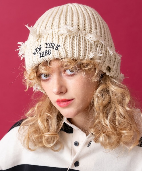 BUTTON EAR MUFF KNIT CAP ニットキャップ VICTIM x CA4LA EAR FLAP KNIT CAP(ONESIZE BLACK): ニットキャップ