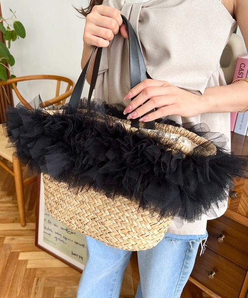 かごバッグ❗ florist かごバッグ カゴバッグ 「ファスナー開閉♪」ストロー